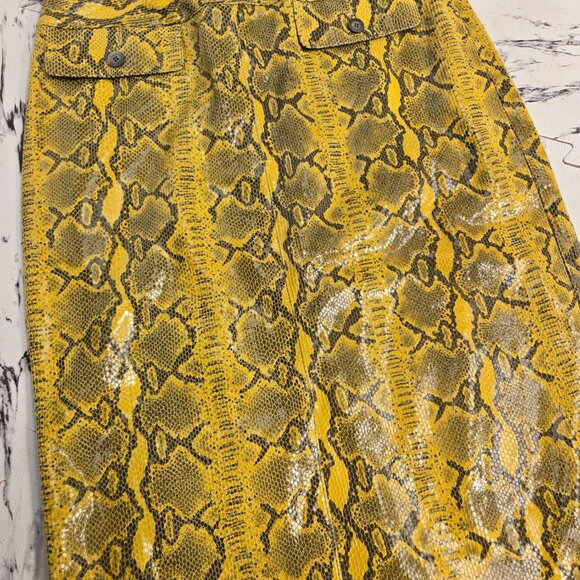 3 For 35 🙌🌼 Vintage Carlisle Y2K Suede Yellow Snakeskin Midi Skirt – Pockets - Picture 3 of 8